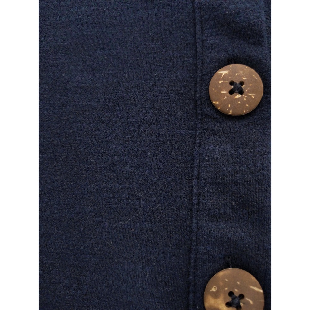 Free People FP Beach Dress Womens Medium Navy Blue Button Front Balloon Sleeve - Picture 6 of 11